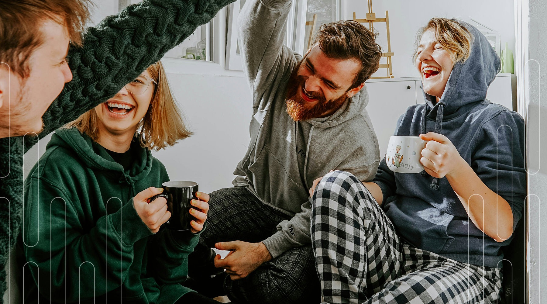 a group of people laughing